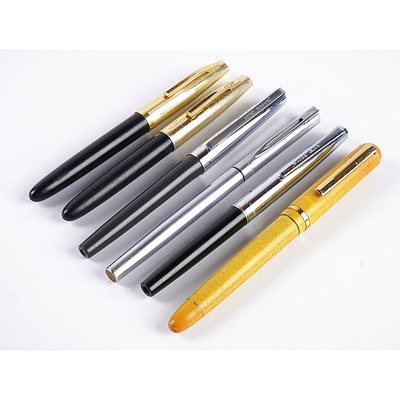 Six Assorted Fountain Pens including Waterman and Marksman