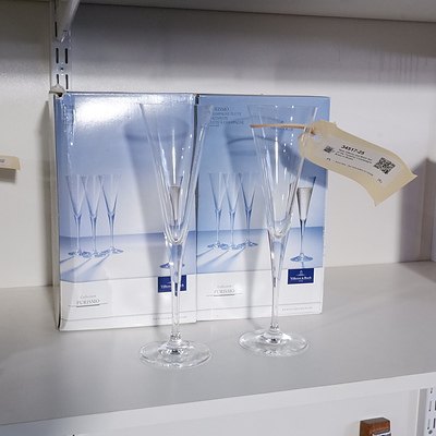 New Villeroy and Boch Set of Six 'Purismo' Champagne flutes in Boxes