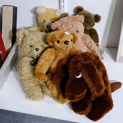 Assorted Plush Teddy Bears & Dog and a Small Kangaroo Fur Koala