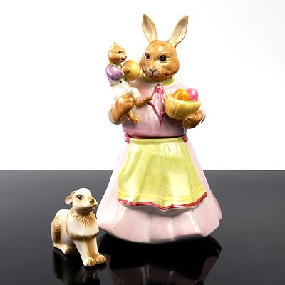 Villeroy and Boch Hasen Family mother Lidded Canister and a Small Rabbit Figurine