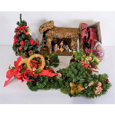 Collection of Christmas Decorations and a Nativity Scene