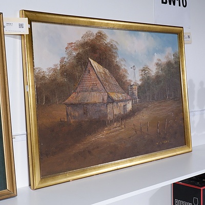 Vintage Oil on Board of an Early Homestead - Signed Lower Right W. Wilson