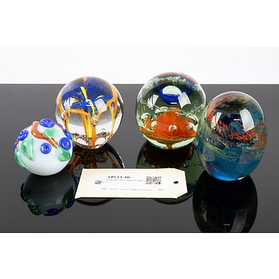Four Art Glass Paperweights
