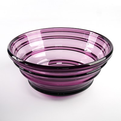 Rare Whitefriars Grape Coloured Ribbed Crystal Bowl - Possibly Barnaby Powell