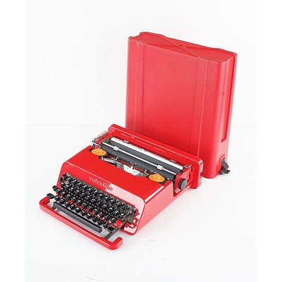Olivetti Valentine Typewriter with Original Case, Designed by Ettore Sottsass and Perry King, Circa 1960s
