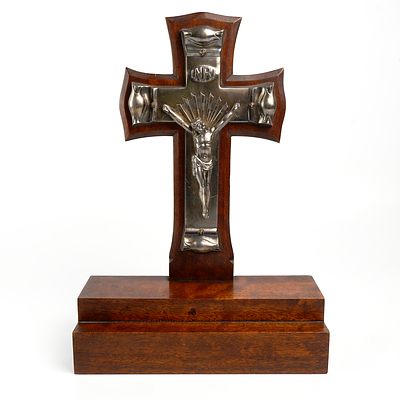 Vintage Metal Crucifix on Timber Stand