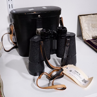 Carl Zeiss Jena DDR 10 x 50 Field Binoculars in Leather Case