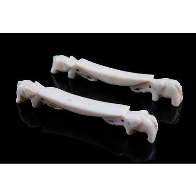 Pair of Early Ivory Knife Rests with Elephant Ends - Circa 1880s