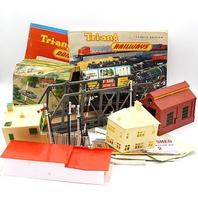 Collection of Triang Model Catalogues and Instructions, and Railway accessories Including Airfix, Kibri and Triang