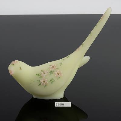 Vintage Fenton Hand Painted Uranium Glass Bird Figurine