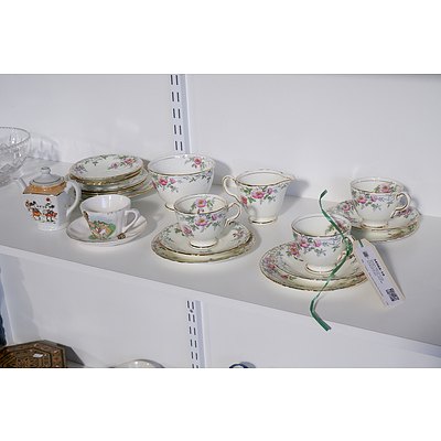 Delphine "Wild Rose' Part Tea Set 17 Pieces, Childs Cup & Saucer and Small Mickey Mouse Teapot