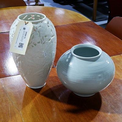 Decorative Vase Marked to Base and a Pierced Vase