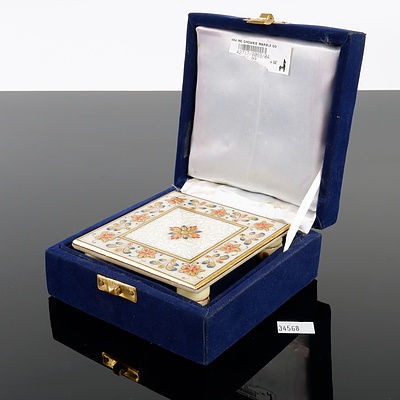 Indian White Marble Chowkie with Gold Leaf Decoration in Presentation Case