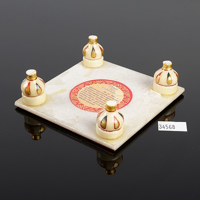 Indian White Marble Chowkie with Gold Leaf Decoration in Presentation Case