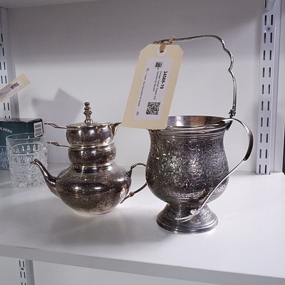 Vintage Turkish Teapot and Handled Ice Bucket