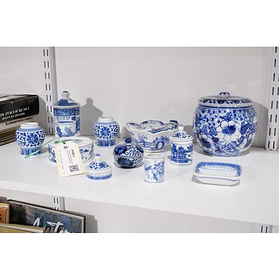Group of Assorted Blue and White Porcelain Table Ware