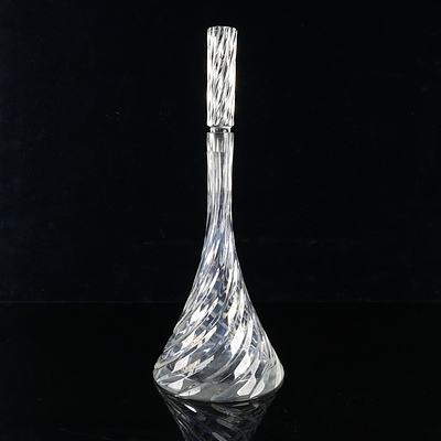 Vintage Crystal Lidded Decanter with Cut Spiral Pattern