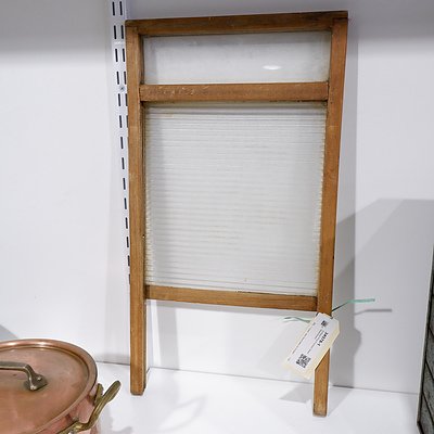 Antique Pine Framed Glass Washboard