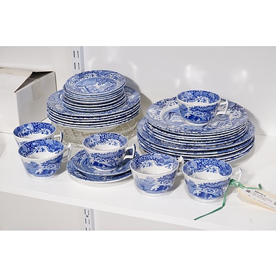Spode 'Italian' Part Dinner Set - 36 Pieces and a Pressed Glass Plate