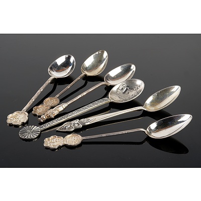 Six Assorted Sterling Silver Teaspoons