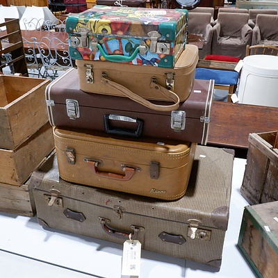 Retro Beauty Case, Childs School Case, Yamaha Instrument Case, Milano Suitcase and Large Vintage Suitcase
