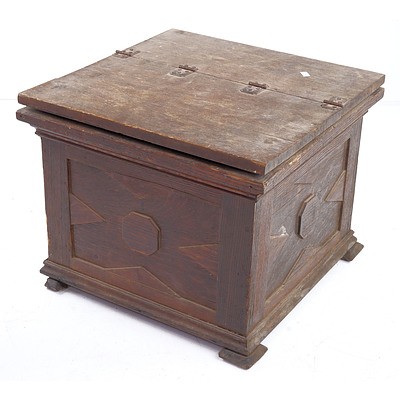 Antique Oak Coal Box with Copper Liner
