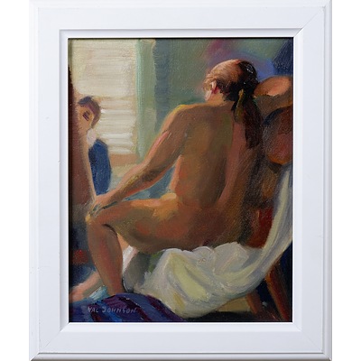 Val Johnson, Seated Nude, Oil on Canvasboard