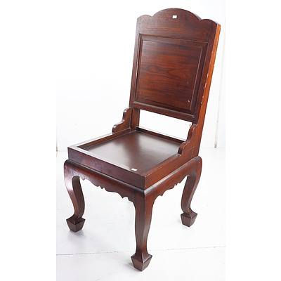 Antique Hardwood Side Chair with Cabriole Legs