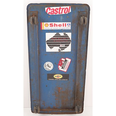 Mechanics Trolley with a Collection of Motoring Related Stickers