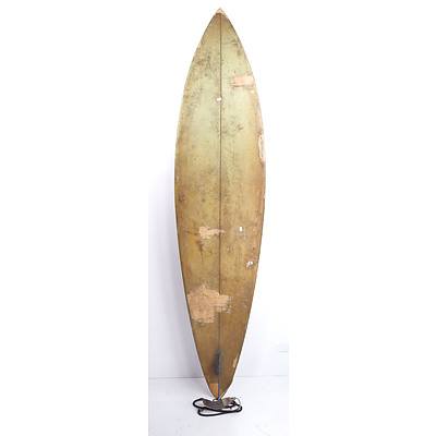 Vintage Rainbow Fibreglass Single Fin Surfboard