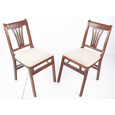 Pair of Vintage American Folding Chairs with Upholstered Cushion (2)