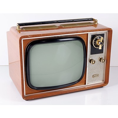 Vintage Astor Portable Black and White TV in Timber Cabinet