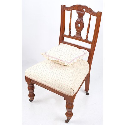 Edwardian Nursing Chair with Floral Upholstered Seat and Small Cushion