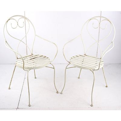 Pair of Vintage Style Wrought Iron Garden Chairs