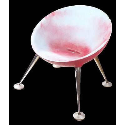 Retro Molded Fiber Glass Saucer Chair with Chromed Legs