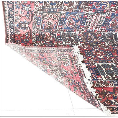 Vintage Large Persian Bhaktiari Hand Knotted Wool Carpet
