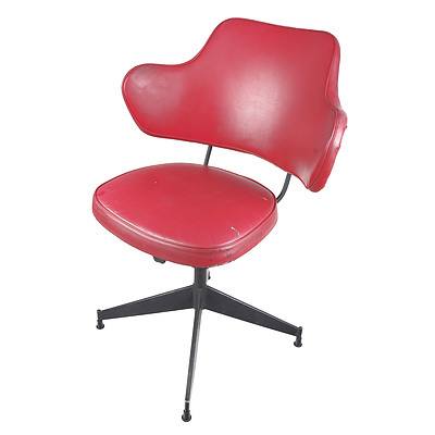 Retro Swivel Metal Based Vinyl Upholstered Chair