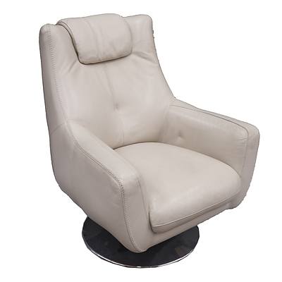 Cream Leather Wingback Armchair