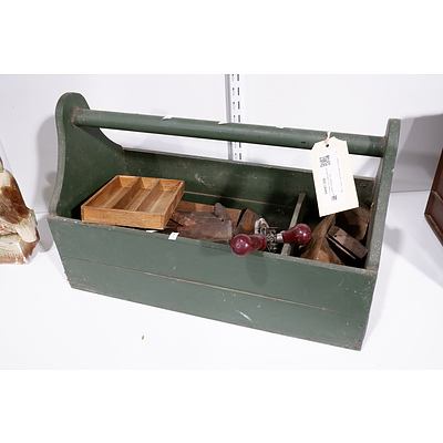 Vintage Tool Caddy with Assorted Vintage Tools