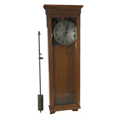Vintage Wall Mounted Short-case Clock- Maple Frame and Beveled Glass Door