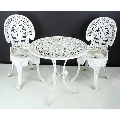Three Piece Cast Alloy Table Setting with Two Chairs