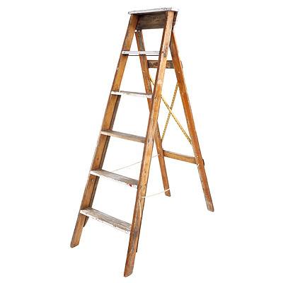 Vintage Wooden Six-Foot Step Ladder