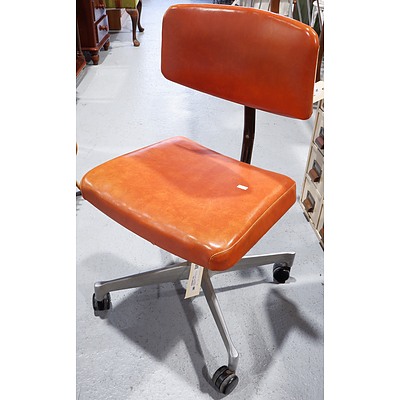 Retro Metal Framed Swivel Office Chair with Vinyl Upholstery