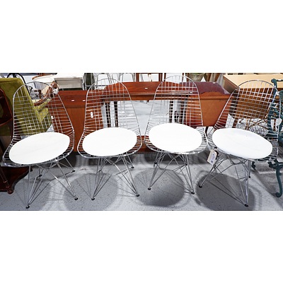 Set Of Four Designer Style Wirework Dining Chairs