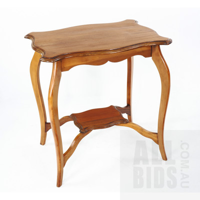 Vintage Maple Side Table with Cabriole Legs and Small Shelf Below Circa 1930s