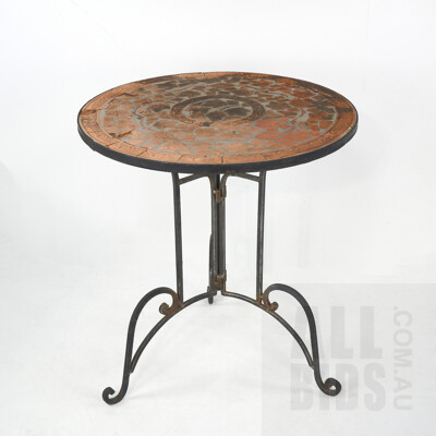 Vintage Wrought Iron Patio/garden Table with Terracotta Mosaic Top