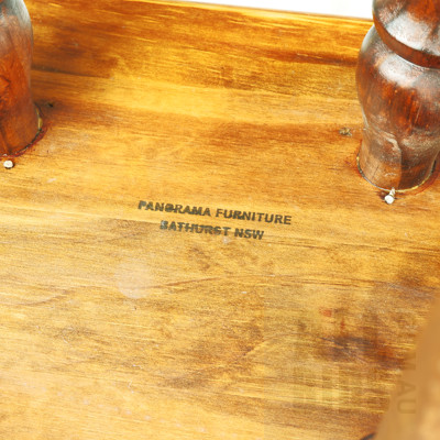 Pair of Vintage Timber Stools - Marked Below Panorama Furniture Bathurst (2)