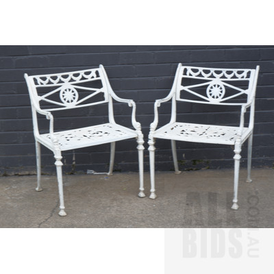 Pair of Vintage Cast Alloy Garden Chairs (2)