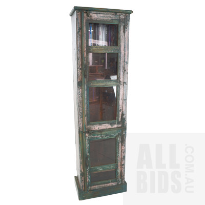 Recycled Timber Shabby Chic DVD Storage Cabinet with Glass Panelled Door