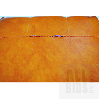 Retro Orange Vinyl Upholstered Footstool